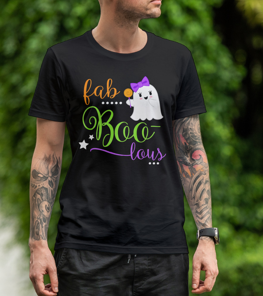 Fab Boo Lous Ghost With Bow And Stars T-Shirt