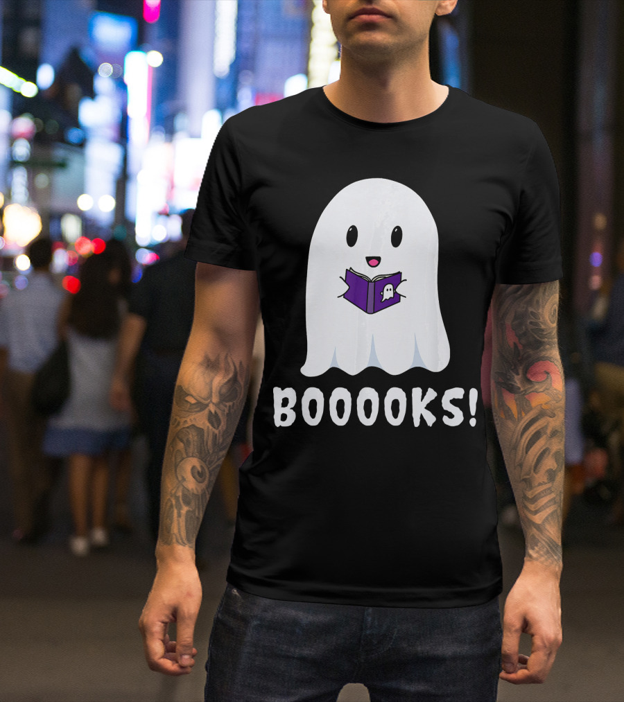 Booooks Ghost Halloween Reading Library T-Shirt