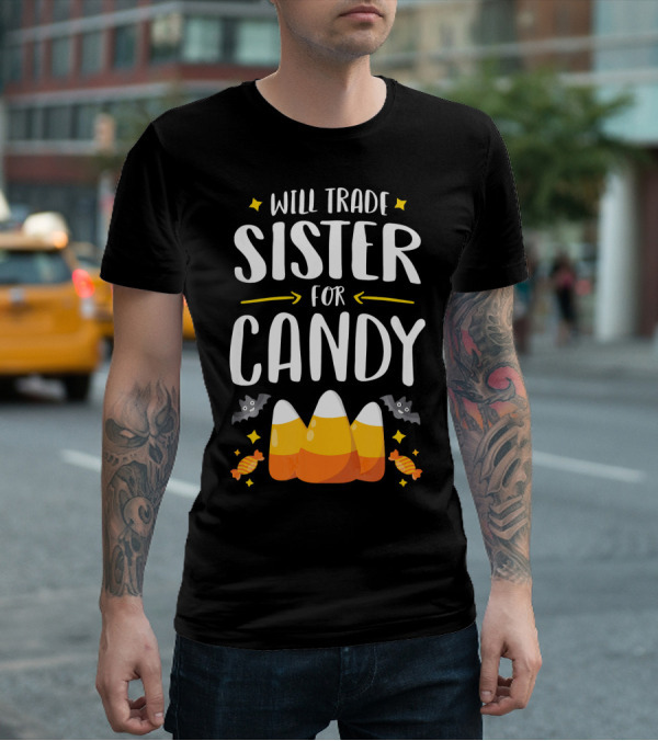 Will Trade Sister For Candy Halloween Boys Matching T-Shirt