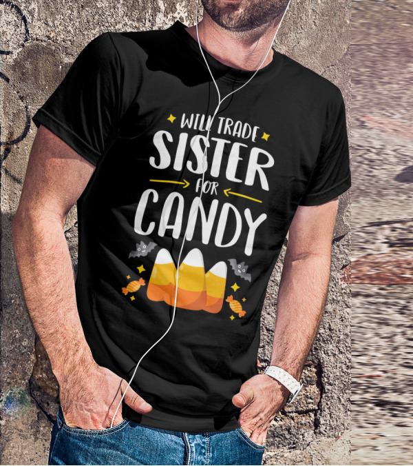 Will Trade Sister For Candy Halloween Boys Matching T-Shirt