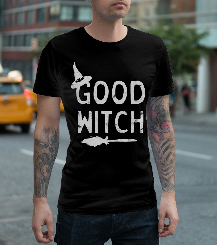 Good Witch Halloween October Witch Hat Broomstick T-Shirt