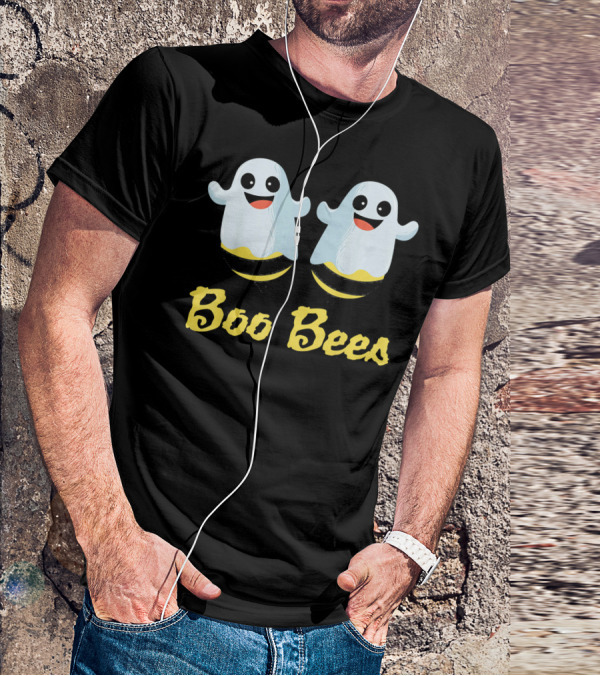 BOO BEES Couples Ghosts With Smiling Faces And Yellow Stripes T-Shirt