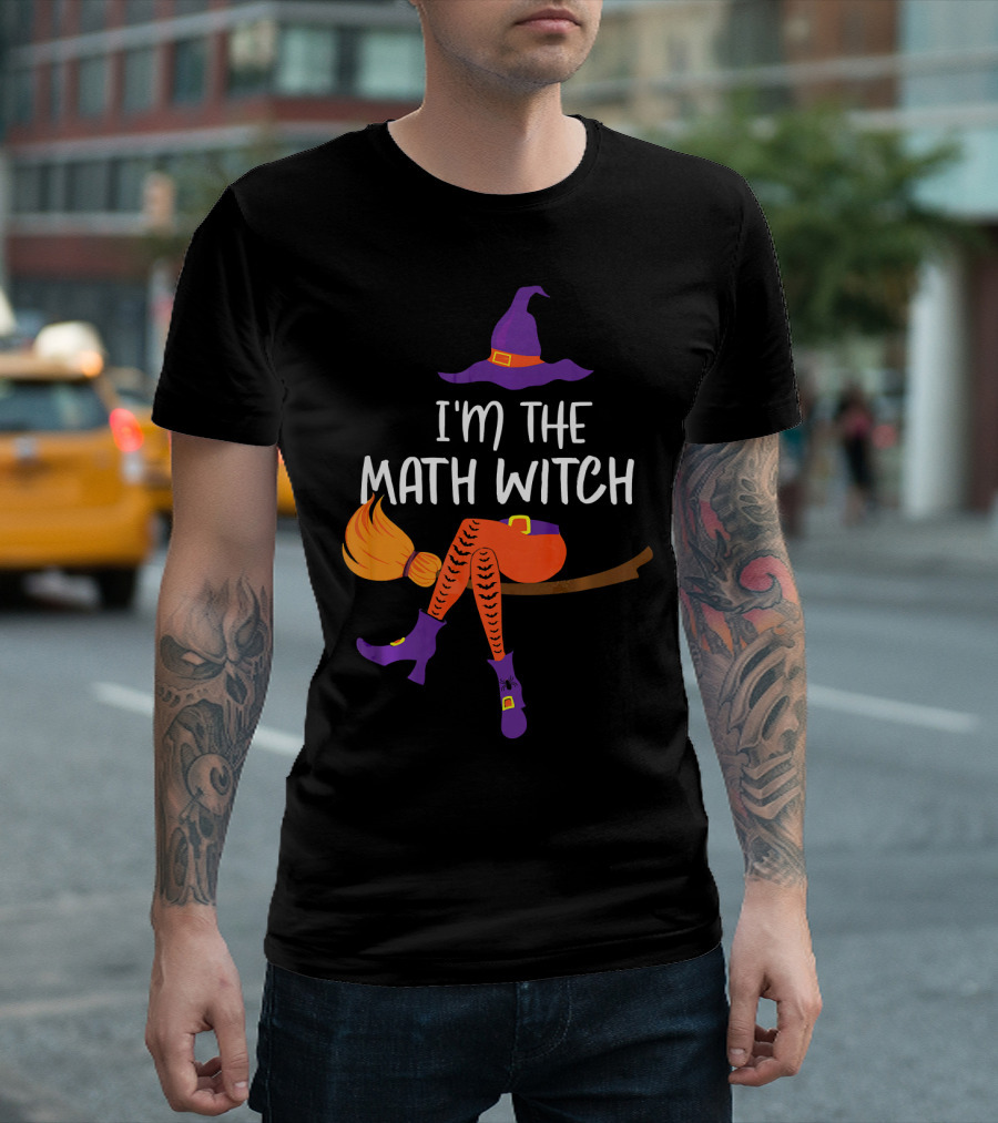 I'm the Math Witch: Purple Hat and Broomstick Rider T-Shirt