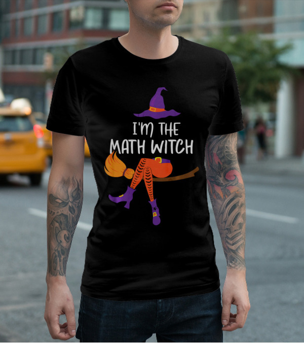 I'm The Math Witch: Purple Hat And Broomstick Rider T-Shirt