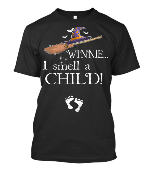 Winnie I Smell A Child Pregnancy Announcement Hat Broom Footprints T-Shirt