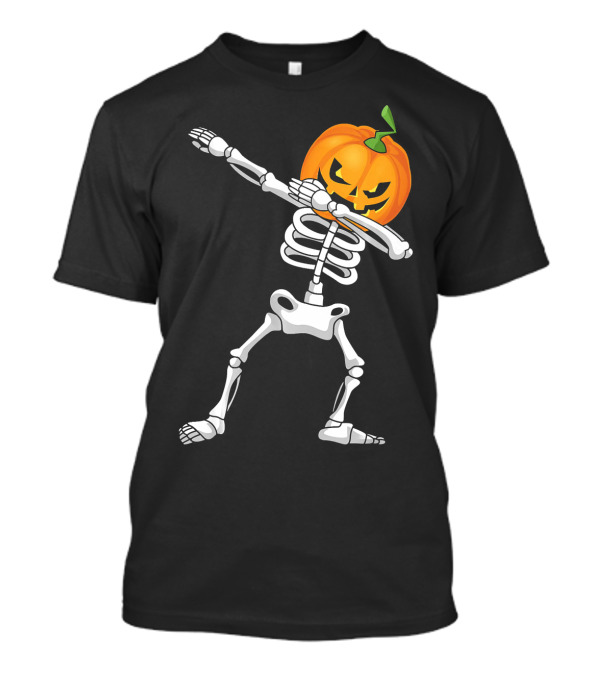 Halloween Pumpkin Skeleton Dabbing Kids T-Shirt