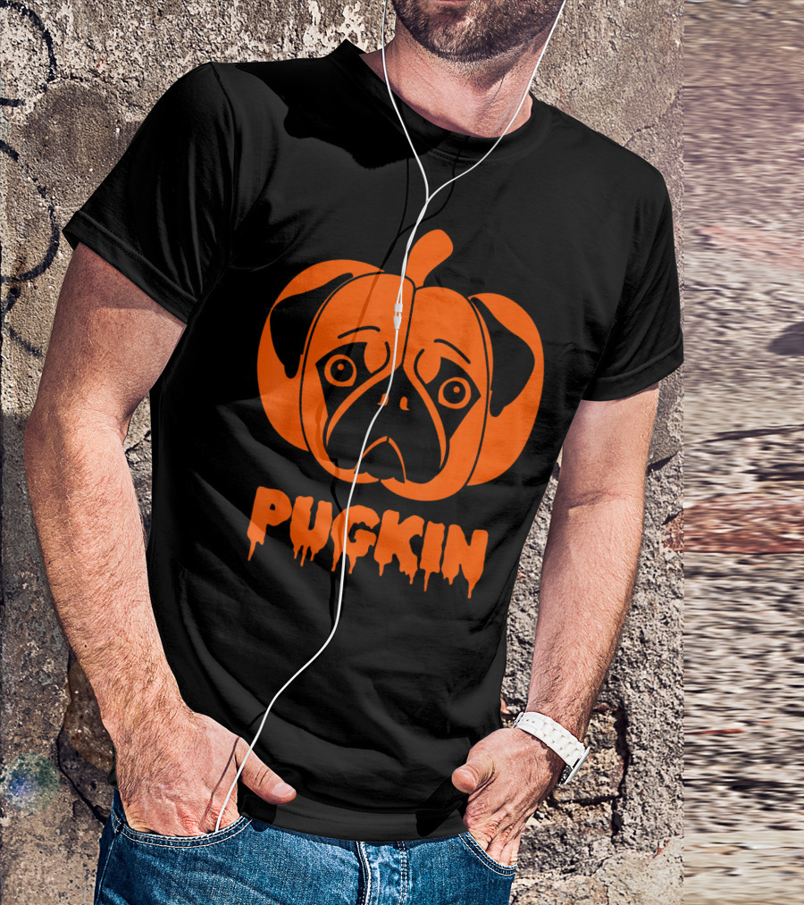 Pugkin Cute Funny Pug Halloween Pumpkin T-Shirt