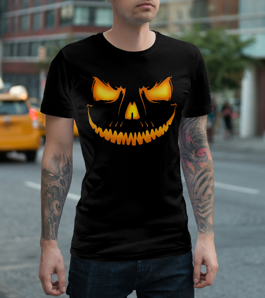 Halloween Costume Creepy Jack-O'-Lantern Pumpkin Face T-Shirt