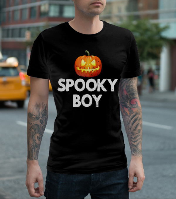 Spooky Boy Halloween Pumpkin Face T-Shirt