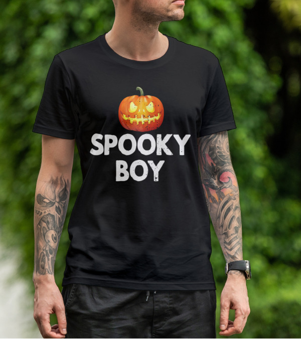 Spooky Boy Halloween Pumpkin Face T-Shirt