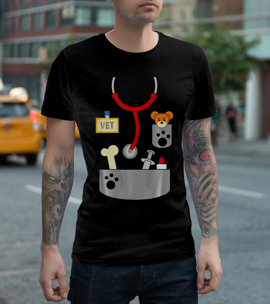 Halloween Vet Costume With Stethoscope And Plush Bear T-Shirt