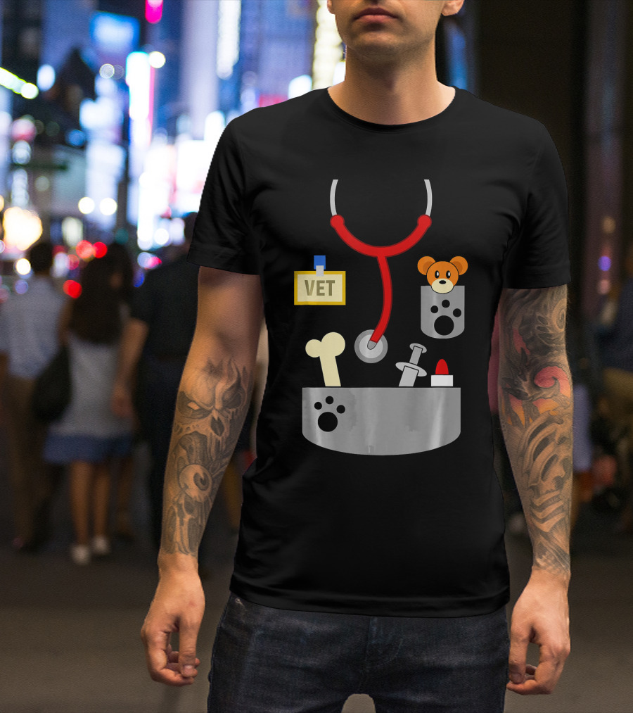 Halloween Vet Costume With Stethoscope And Plush Bear T-Shirt