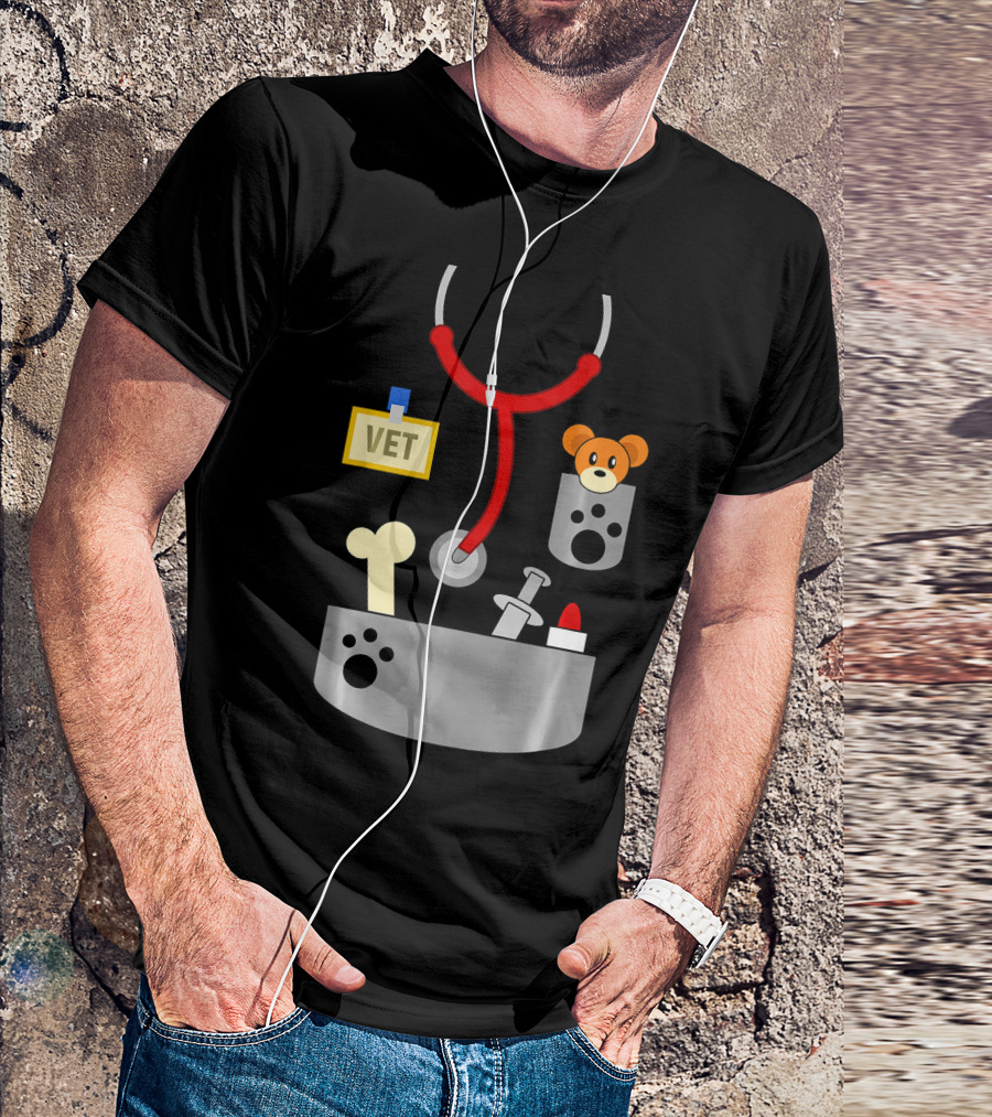 Halloween Vet Costume With Stethoscope And Plush Bear T-Shirt