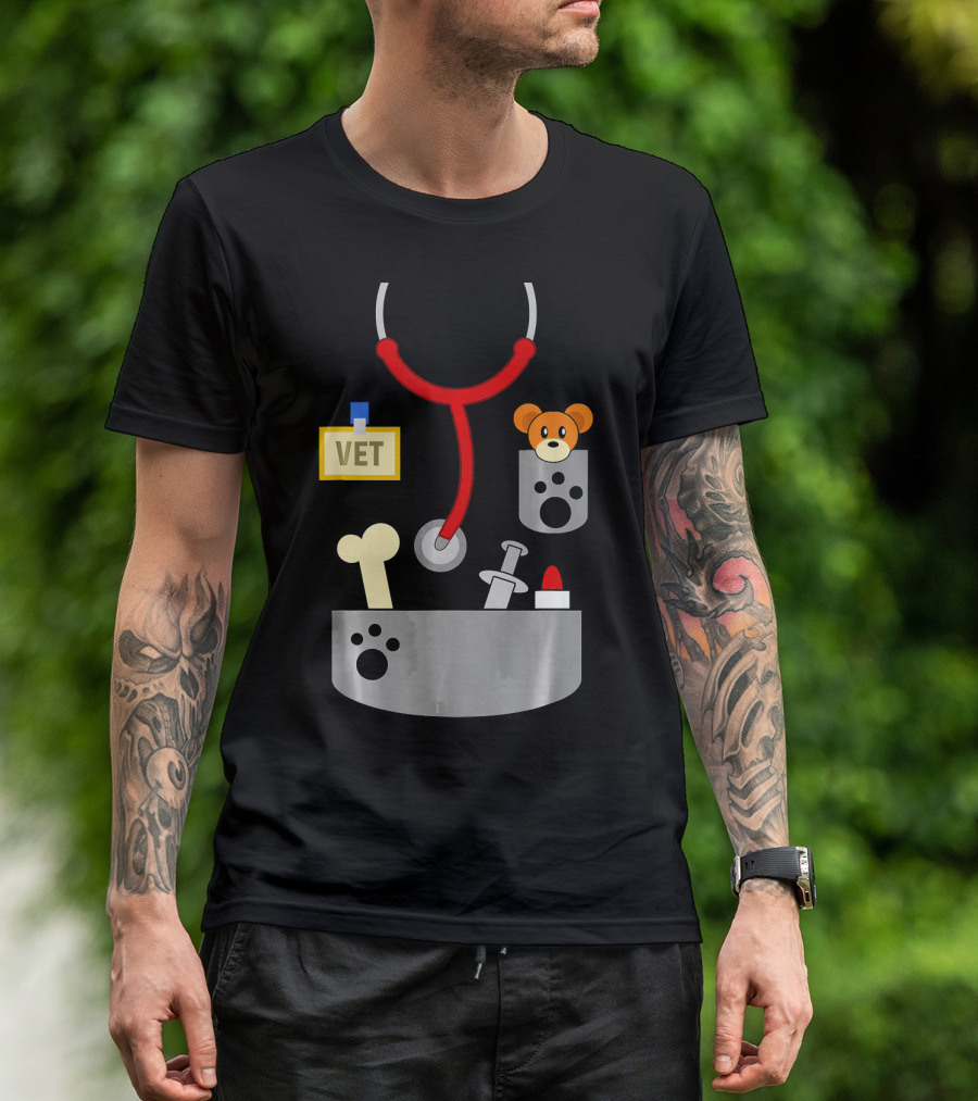 Halloween Vet Costume With Stethoscope And Plush Bear T-Shirt