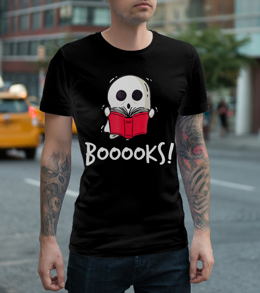 Booooks Ghost Holding Red Book T-Shirt