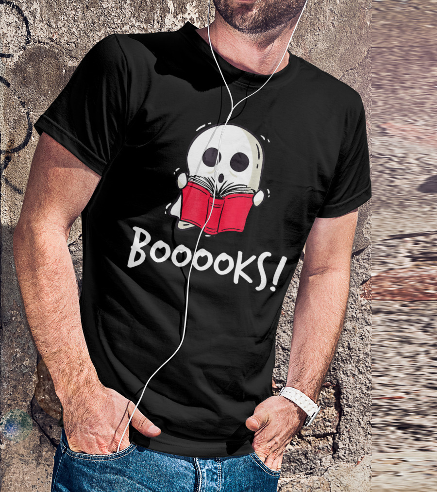 Booooks Ghost Holding Red Book T-Shirt