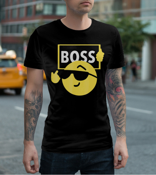 Halloween Funny Boss Emoji Sunglasses Mood T-Shirt