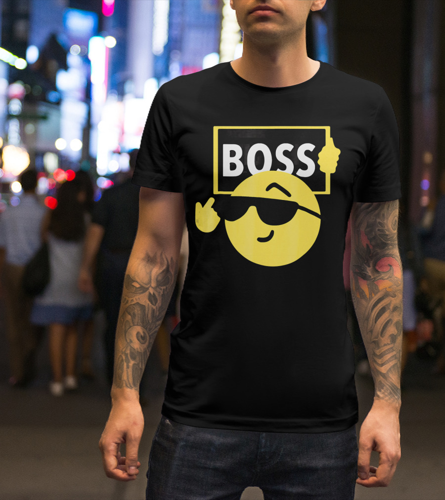 Halloween Funny Boss Emoji Sunglasses Mood T-Shirt