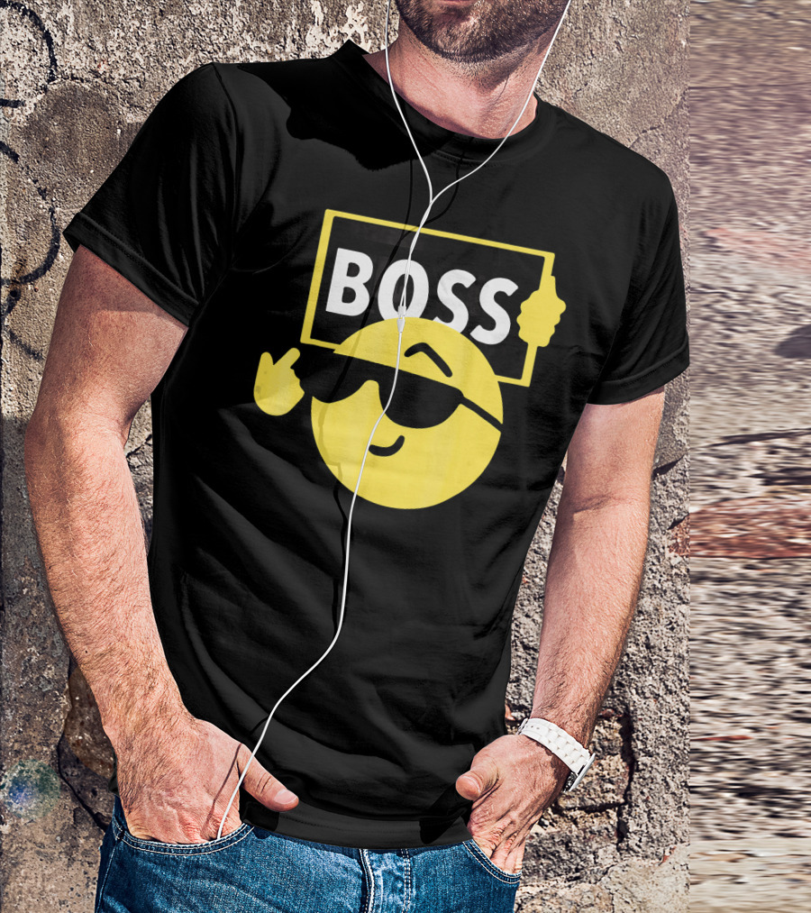 Halloween Funny Boss Emoji Sunglasses Mood T-Shirt