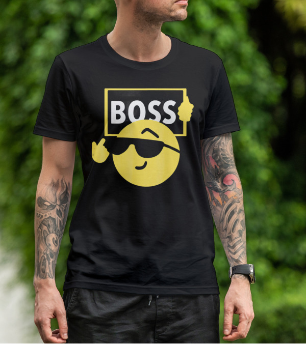 Halloween Funny Boss Emoji Sunglasses Mood T-Shirt