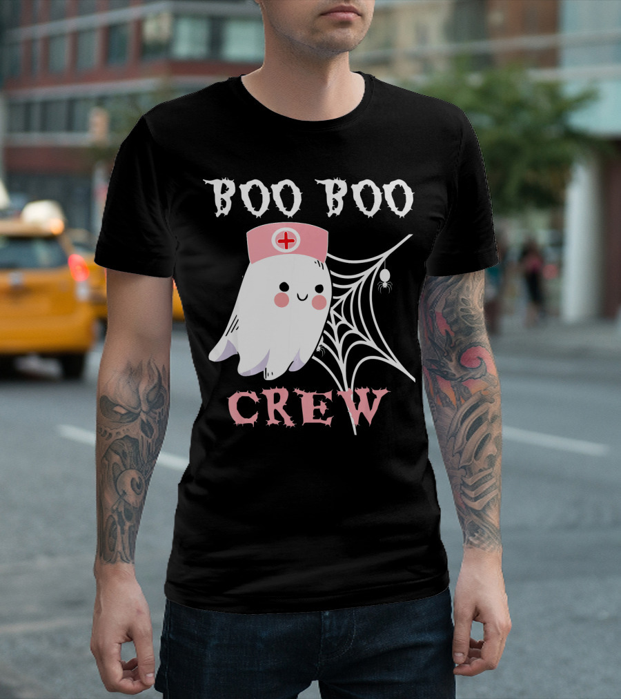 Boo Boo Crew Nurse Ghost with Web and Spider T-Shirt
