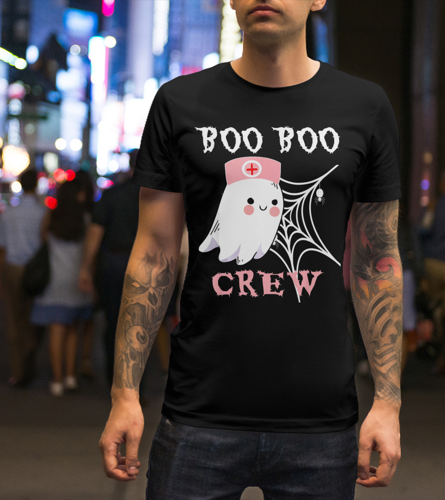 Boo Boo Crew Nurse Ghost With Web And Spider T-Shirt