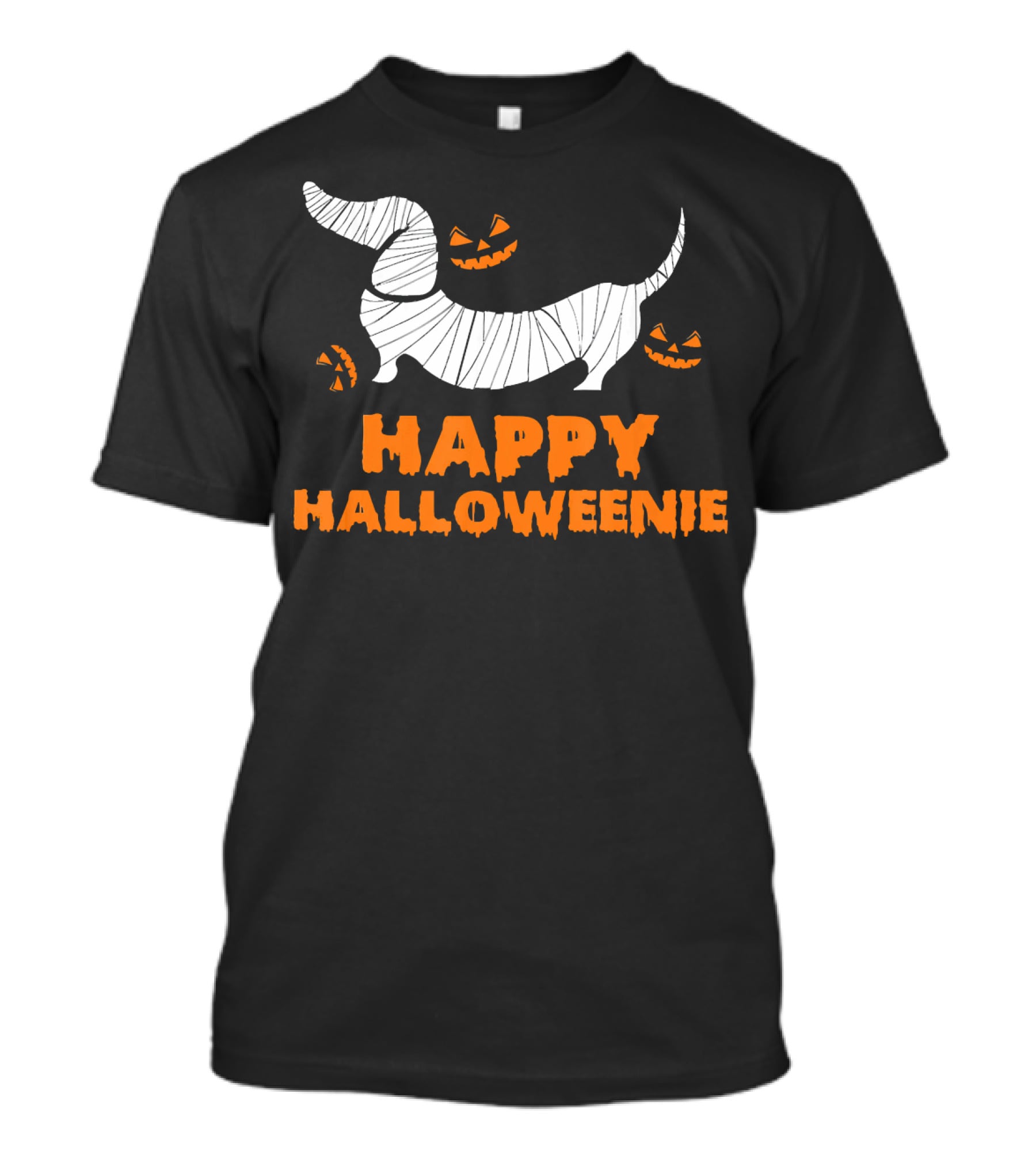 Happy Halloweenie Dachshund Mummy With Jack-O'-Lanterns T-Shirt