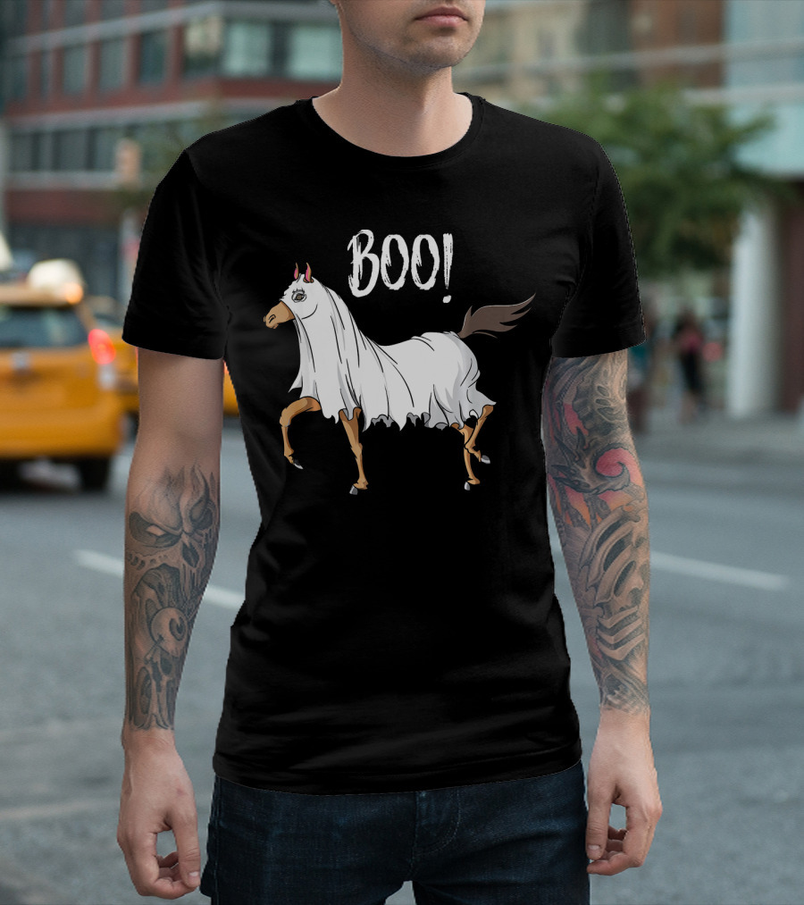 Boo Horse Ghost Costume Funny Equestrian Hor T-Shirt