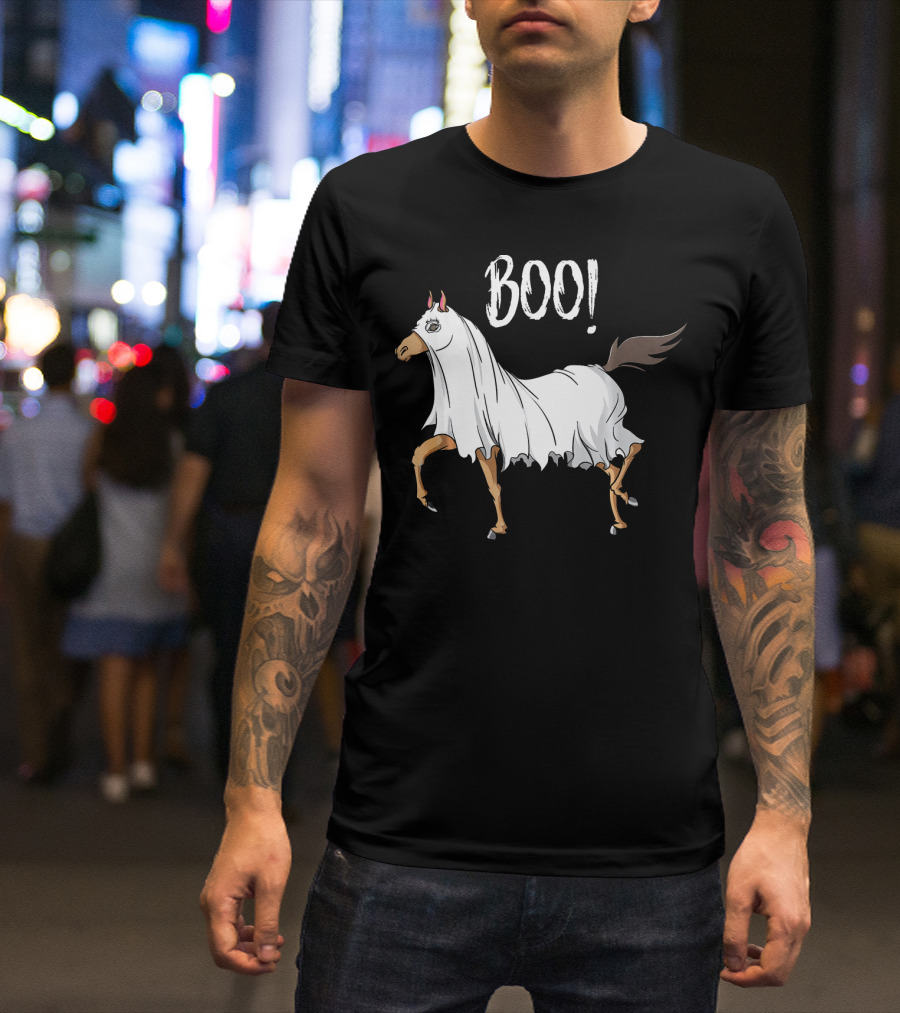 Boo Horse Ghost Costume Funny Equestrian Hor T-Shirt