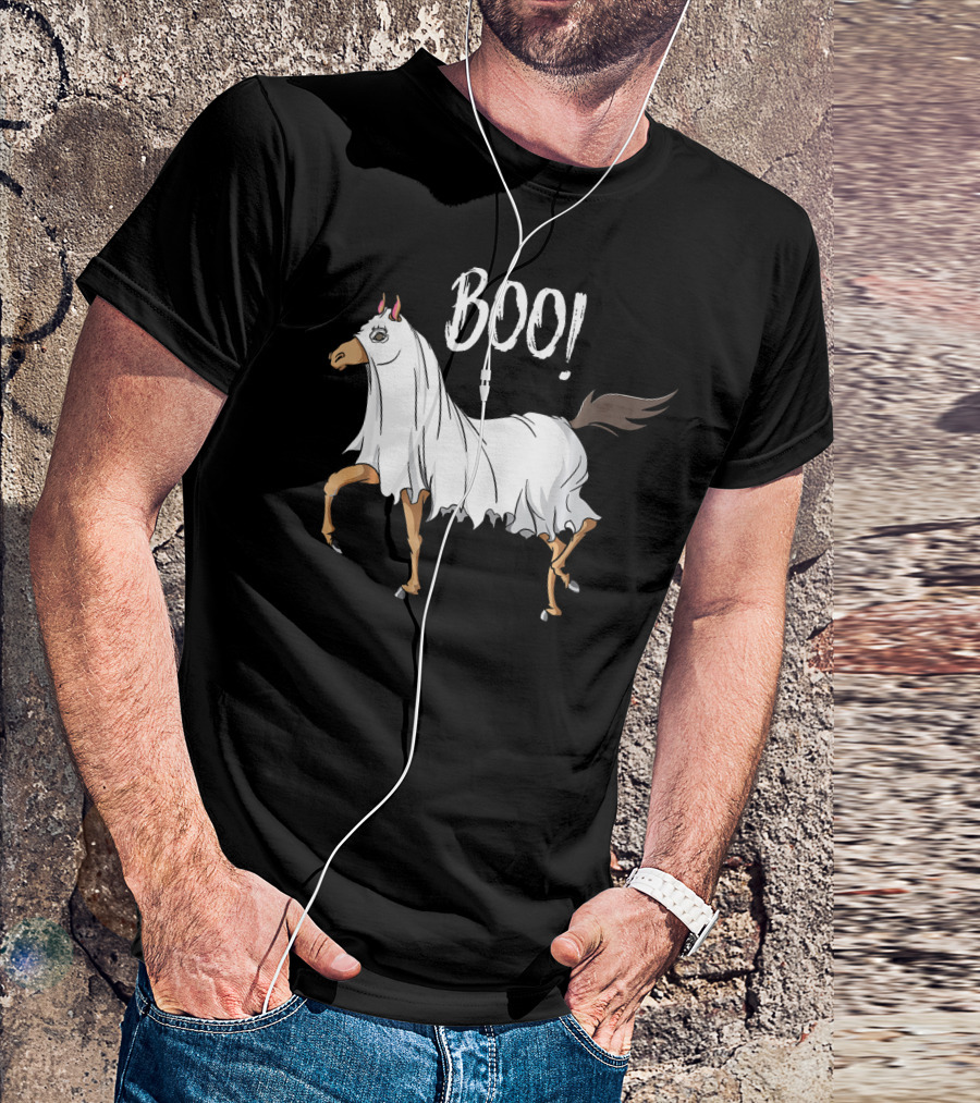 Boo Horse Ghost Costume Funny Equestrian Hor T-Shirt