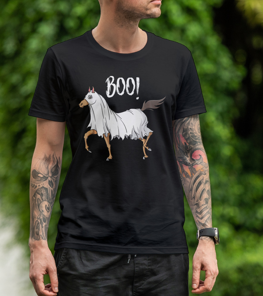 Boo Horse Ghost Costume Funny Equestrian Hor T-Shirt