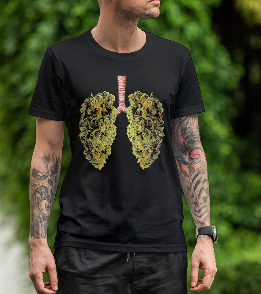 Funny Marijuana Bud Shaped Like Human Lungs T-Shirt