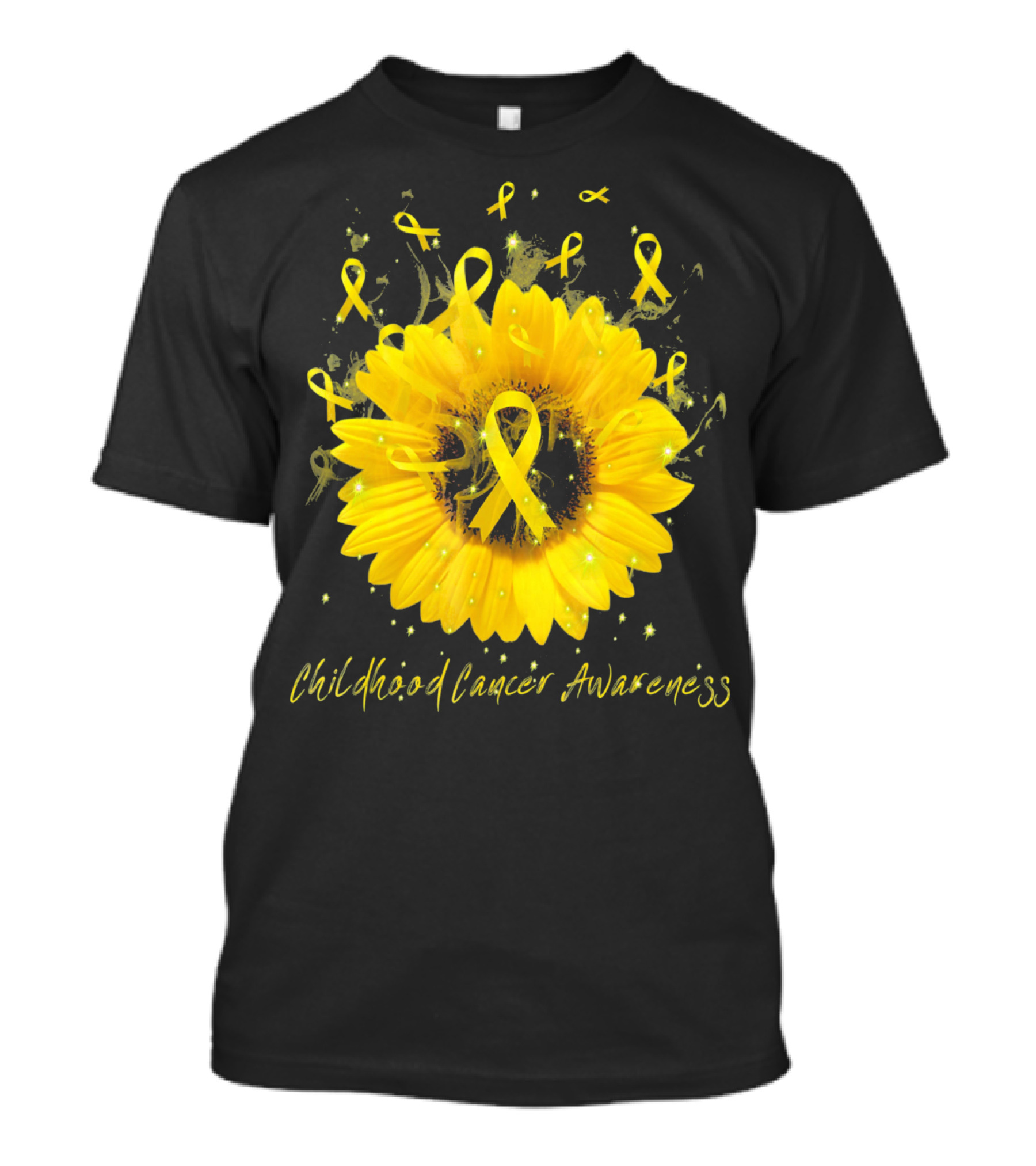 Childhood Cancer Awareness Yellow Ribbon Sunflower T-Shirt