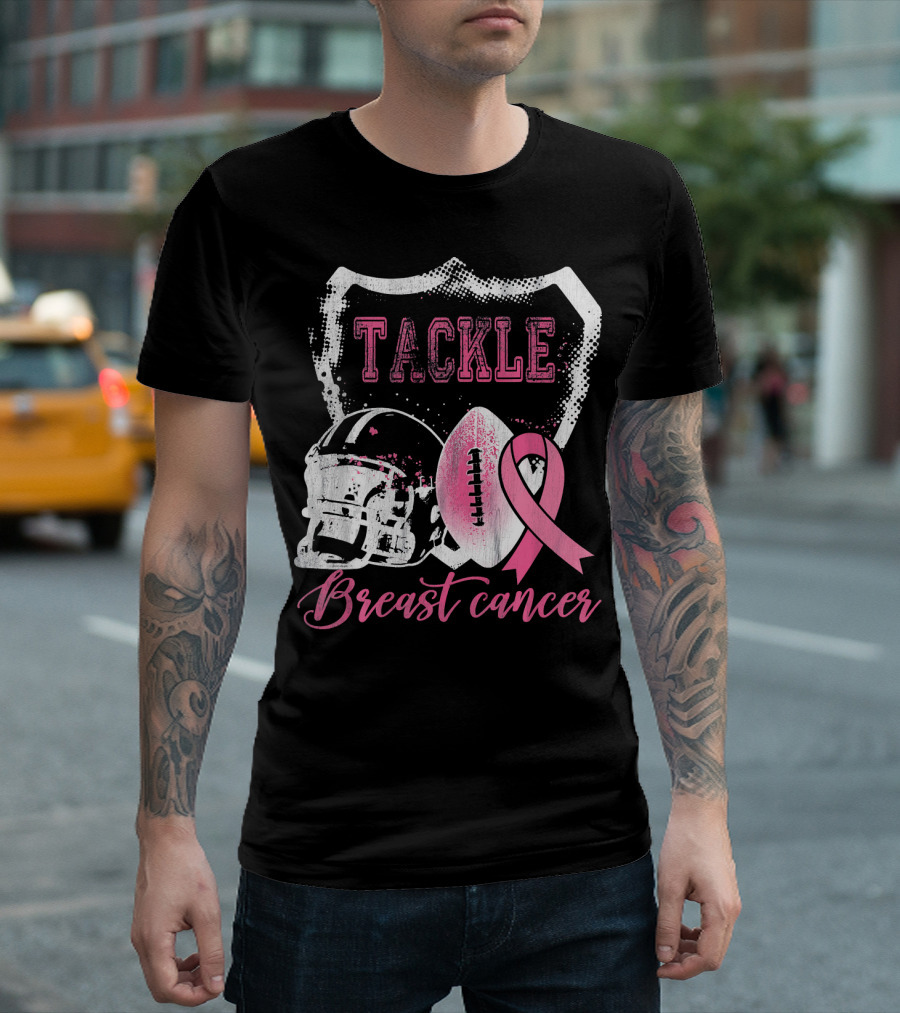 Tackle Breast Cancer Football Survivorship Awareness T-Shirt