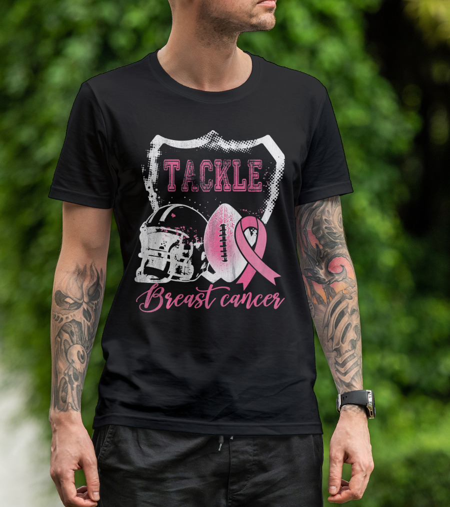 Tackle Breast Cancer Football Survivorship Awareness T-Shirt