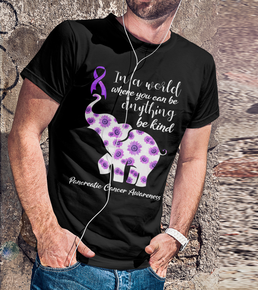 In A World Where You Can Be Anything Be Kind Pancreatic Cancer Awareness T-Shirt