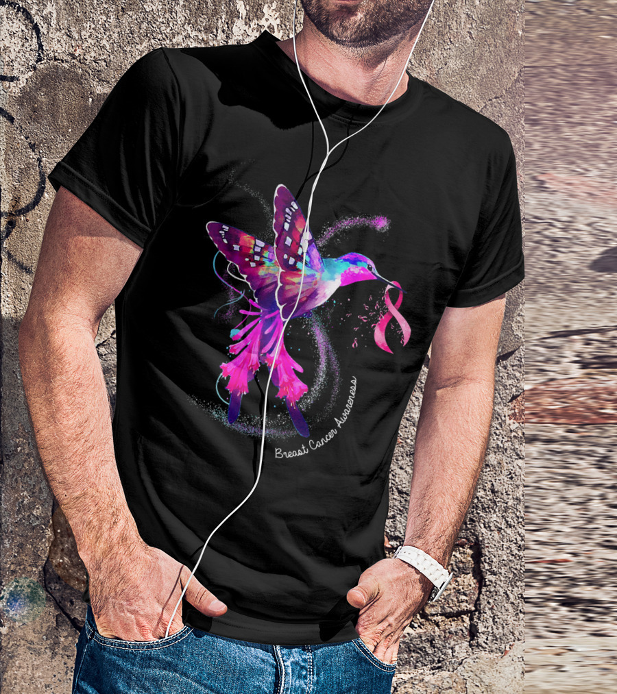 Hummingbird Breast Cancer Awareness Pink T-Shirt