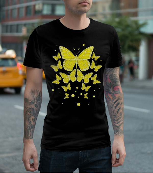 Sarcoma Cancer Awareness Yellow Butterflies T-Shirt