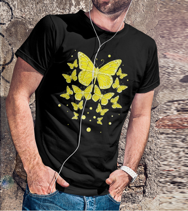 Sarcoma Cancer Awareness Yellow Butterflies T-Shirt