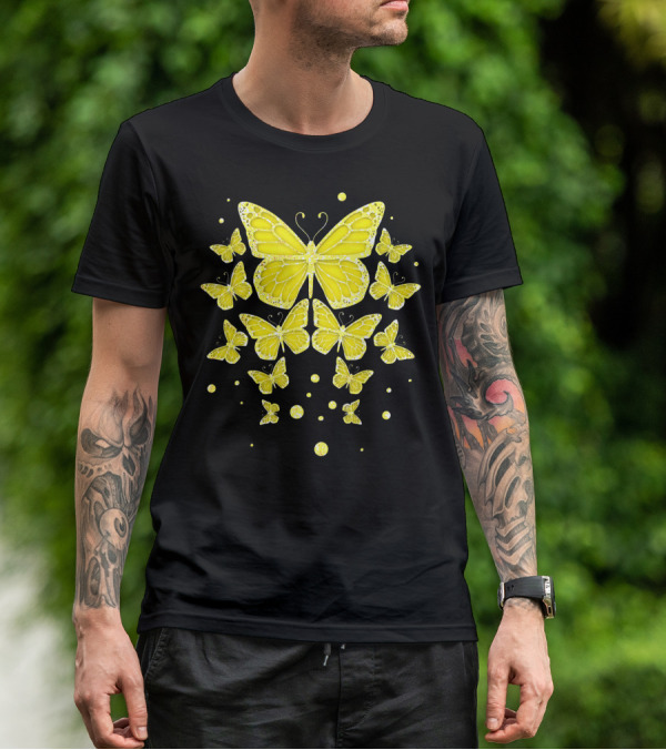 Sarcoma Cancer Awareness Yellow Butterflies T-Shirt