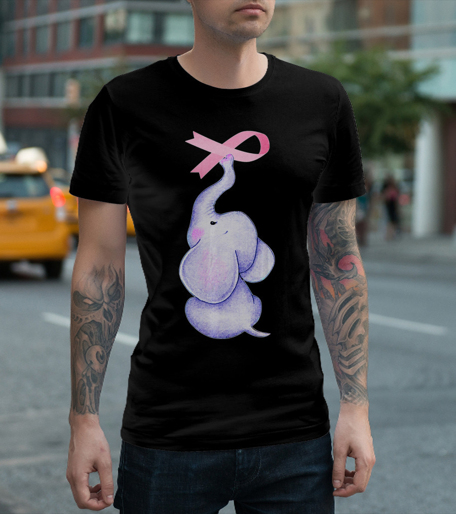 Breast Cancer Awareness Pink Ribbon Elephant T-Shirt
