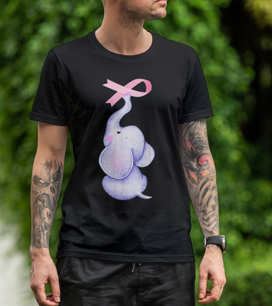 Breast Cancer Awareness Pink Ribbon Elephant T-Shirt