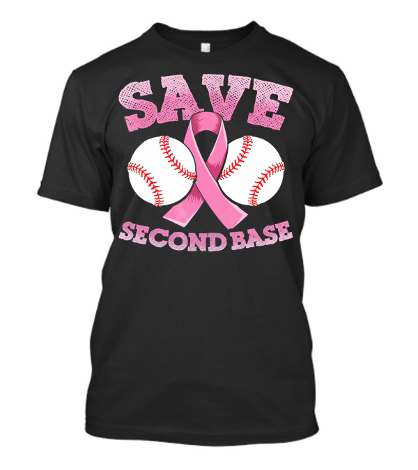 Save Second Base Breast Cancer Awareness Baseball T-Shirt