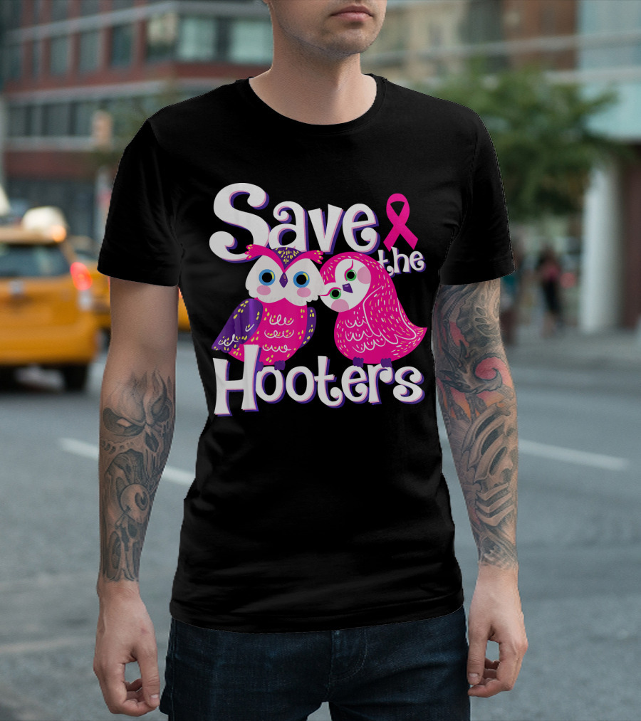 Save the Hooters Breast Cancer Awareness Owls and Pink T-Shirt