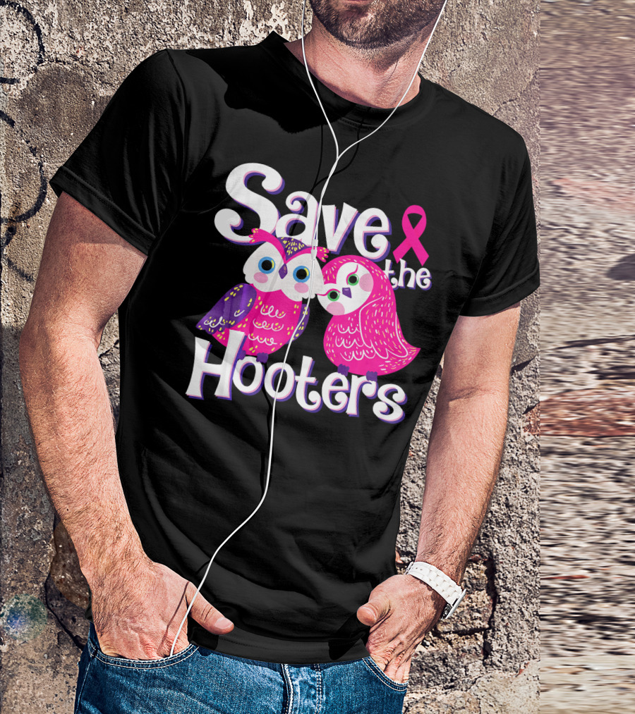 Save The Hooters Breast Cancer Awareness Owls And Pink T-Shirt