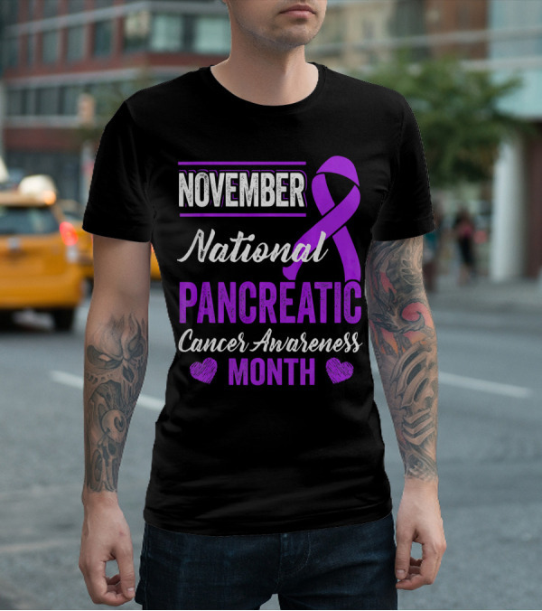 November National Pancreatic Cancer Awareness Month Purple T-Shirt