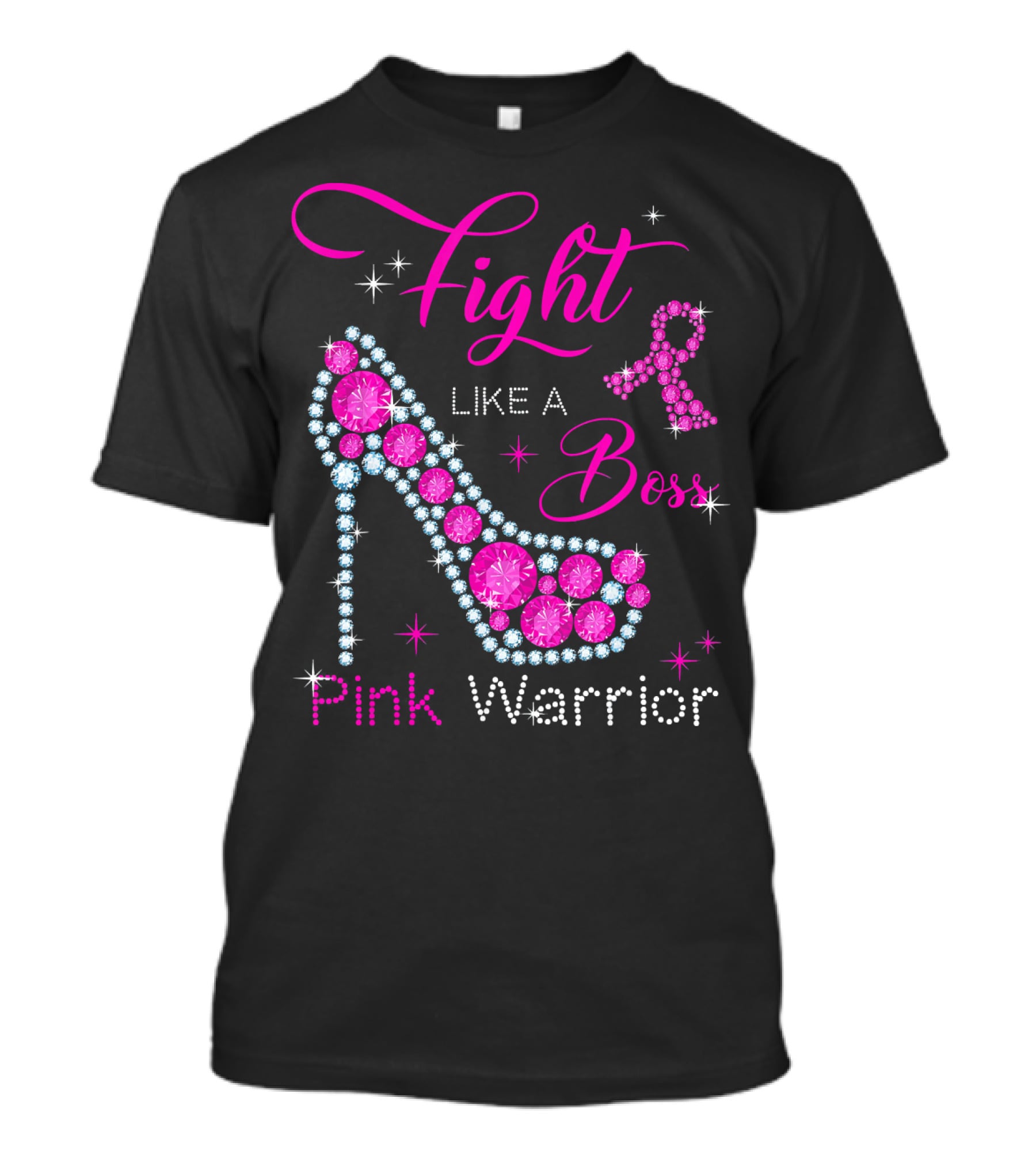 Fight Like A Boss Pink Warrior High Heels Breast Cancer T-Shirt