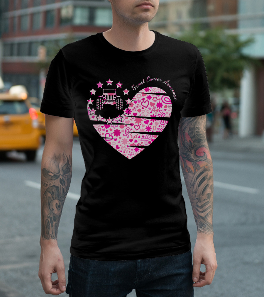 Breast Cancer Awareness Jeep Heart T-Shirt