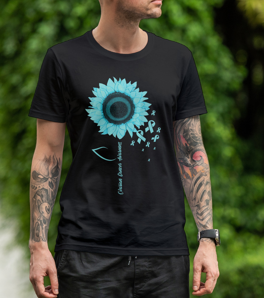 Ovarian Cancer Awareness Sunflower Ribbon T-Shirt