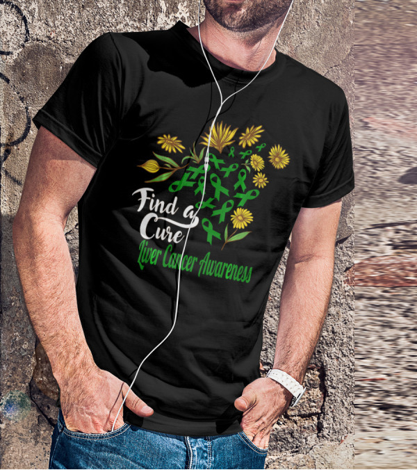 Find A Cure Liver Cancer Awareness Sunflower Ribbons T-Shirt